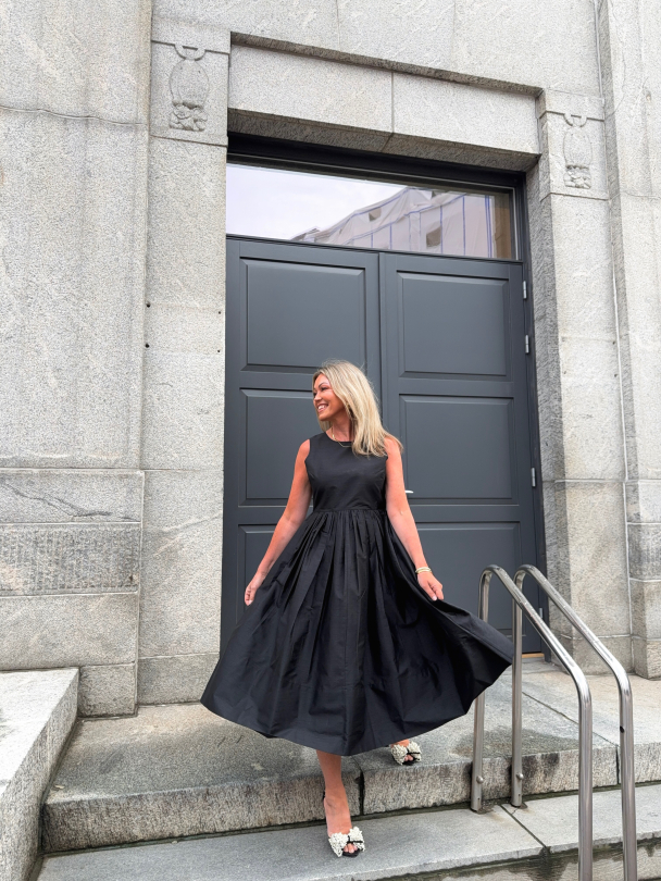 Taffeta Midi Dress - Black  - Image 1