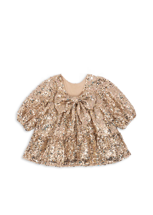 Lila Sequins Bow Dress - Gold Glitter - Image 2
