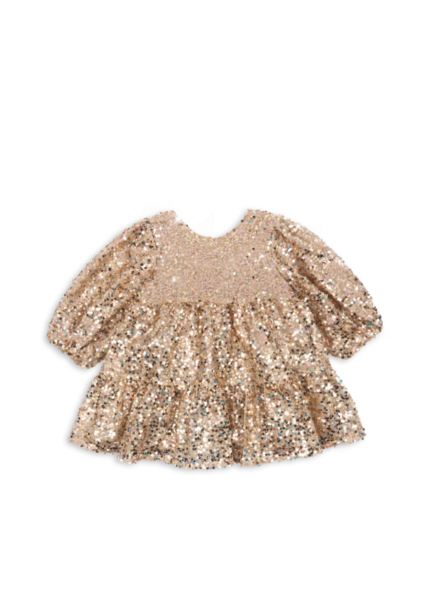 Lila Sequins Bow Dress - Gold Glitter - Image 1