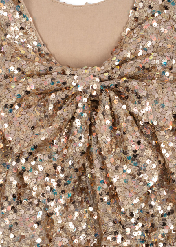 Lila Sequins Bow Dress - Gold Glitter - Image 3