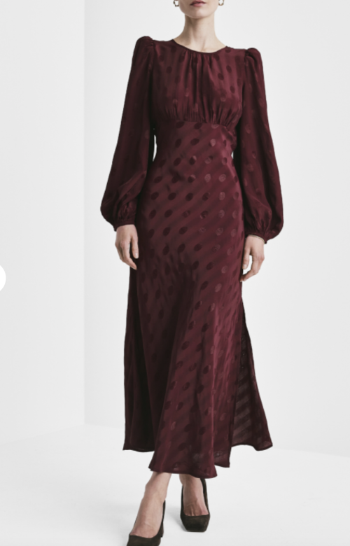 Viscose Midi Dress - Burgundy 