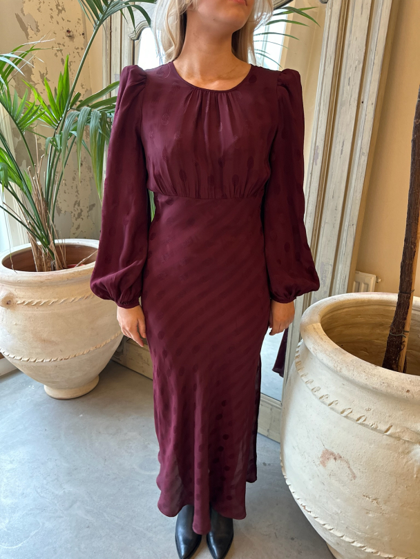 Viscose Midi Dress - Burgundy  - Image 1