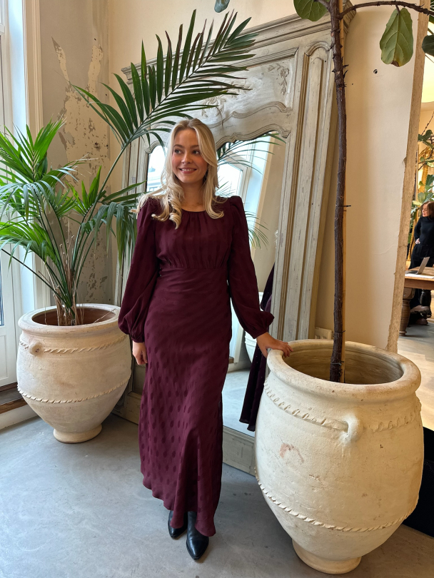 Viscose Midi Dress - Burgundy  - Image 4