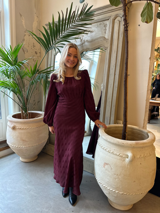 Viscose Midi Dress - Burgundy  - Image 5