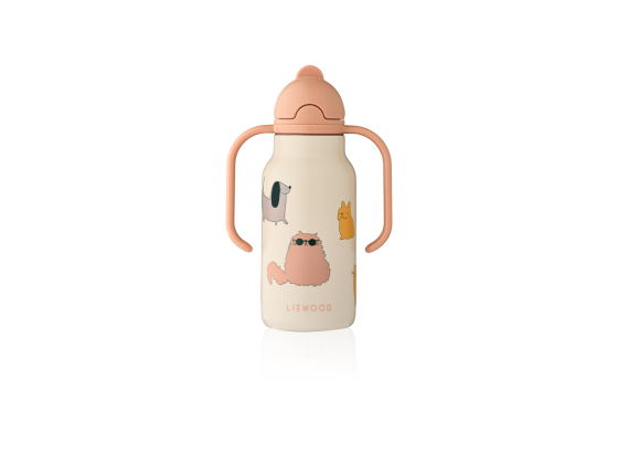 Kimmie Water Bottle 250 ml, Cats and Dogs/Sandy - Liewood