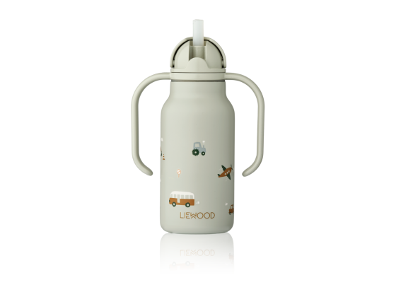 Kimmie Water Bottle 250 ml Vehicles/Dove blue - Liewood