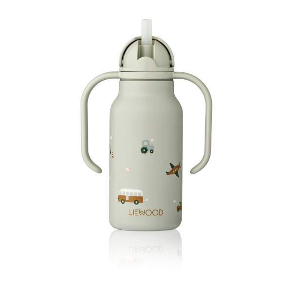 Kimmie Water Bottle 250 ml Vehicles/Dove blue - Liewood