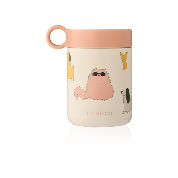 Kiani Printed Food Jar, Cats and Dogs/Sandy - Liewood