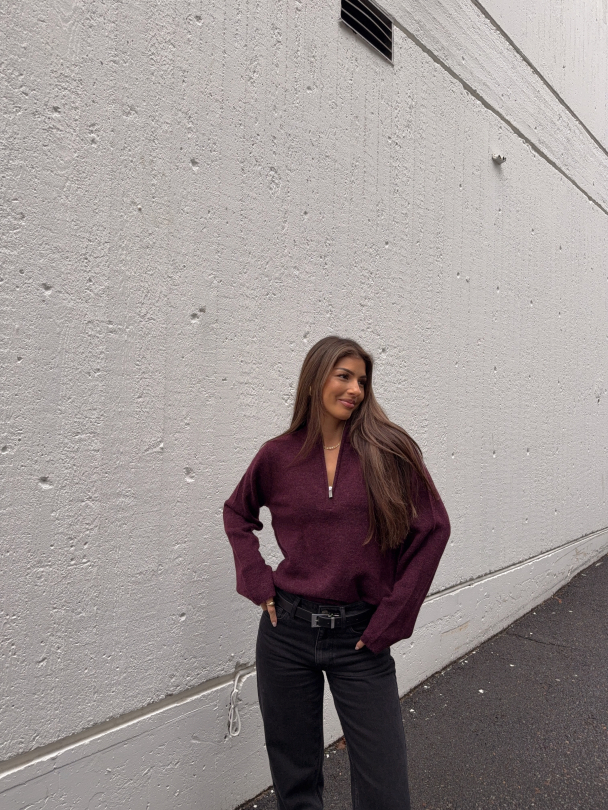 Lulu Knit Half Zip - Fig - Image 4