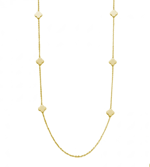 Clover Plain Long Necklace Gold