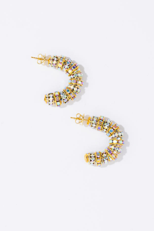 MINI DIMOND HOOPS GOLD 