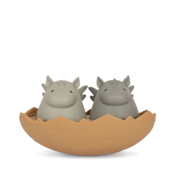 Badeleke i silikon Dino Egg, Almond Mix - Konges Sløjd