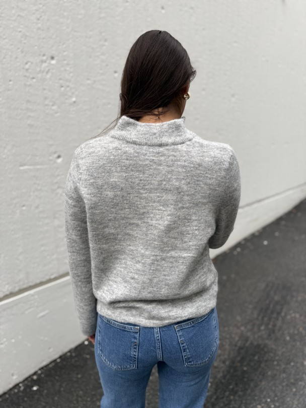 Lulu Knit Half Zip - Light Grey Melange  - Image 4