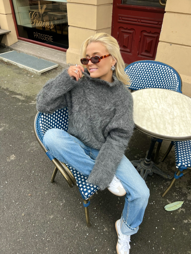 Ritva Knitted Sweater - Grey Melange  - Image 3