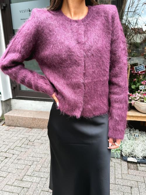 Hairy Knit  Jacket  - Burgundy  