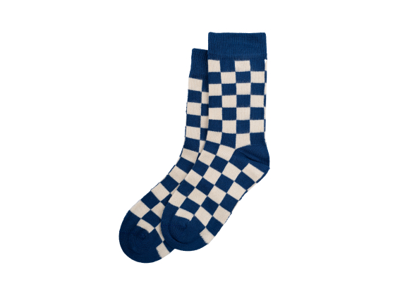 Bamboo Socks, Check Deep Cobalt/Off White - MiniPop®
