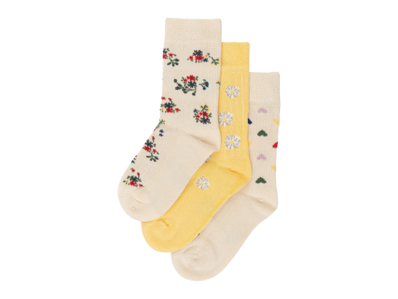 Bamboo Socks 3 Pk, Flower Mix - MiniPop®