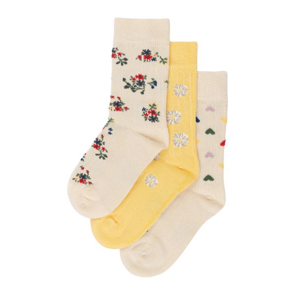 Bamboo Socks 3 Pk, Flower Mix - MiniPop®