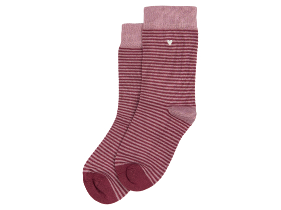 Bamboo Socks, Mini Stripe Pale Pink/Burgundy - MiniPop®