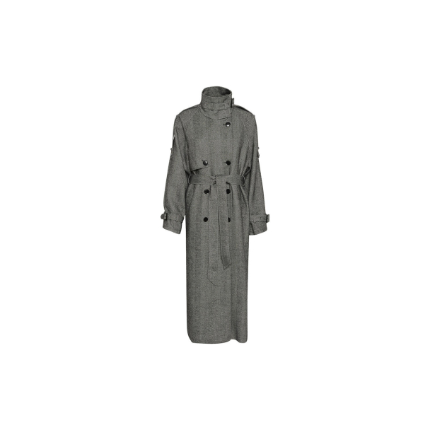 Avic Long Coat - Herringbone Black  - Image 3