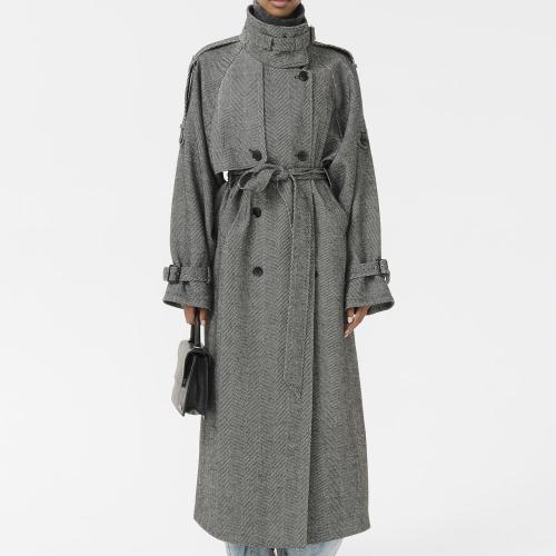 Avic Long Coat - Herringbone Black 