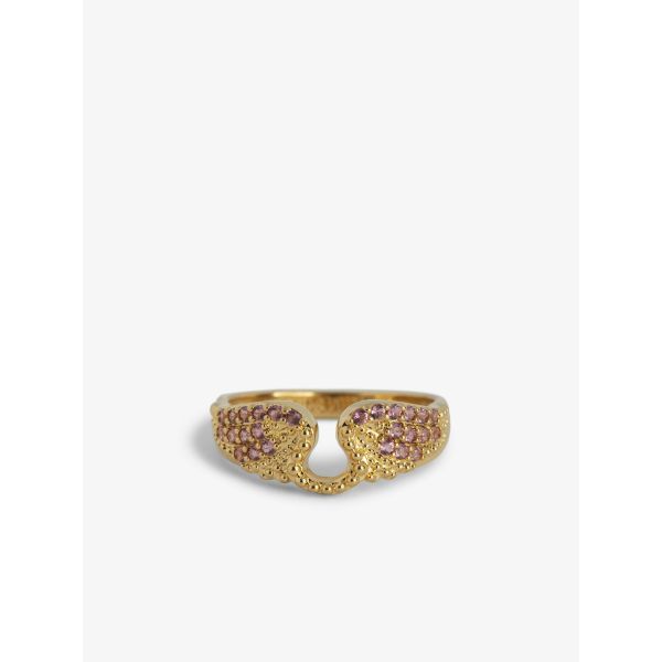 Rock Ring - Gold/Pink Crystals 