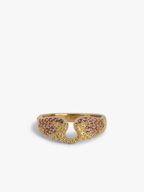 Rock Ring - Gold/Pink Crystals 