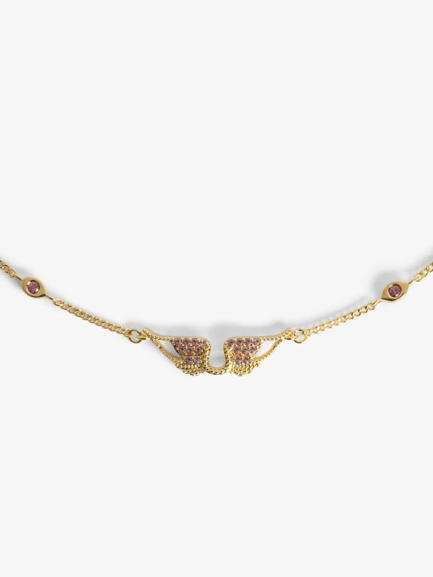 Rock Necklace - Gold/Pink Crystals  - Image 2
