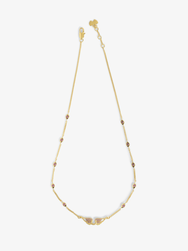 Rock Necklace - Gold/Pink Crystals  - Image 1