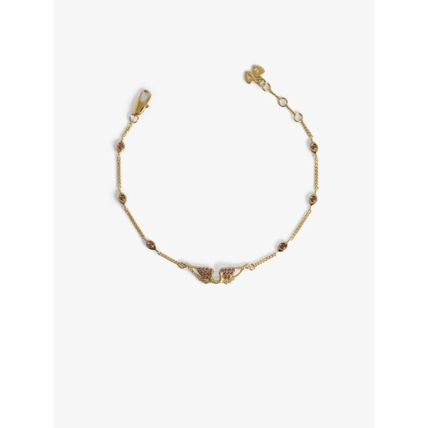 Rock Bracelet - Gold/Pink Crystals 