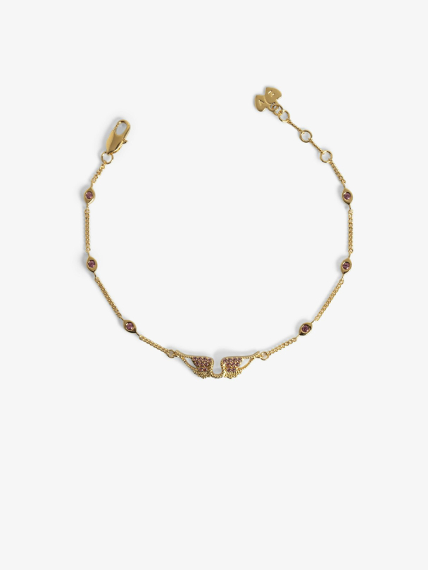 Rock Bracelet - Gold/Pink Crystals  - Image 1
