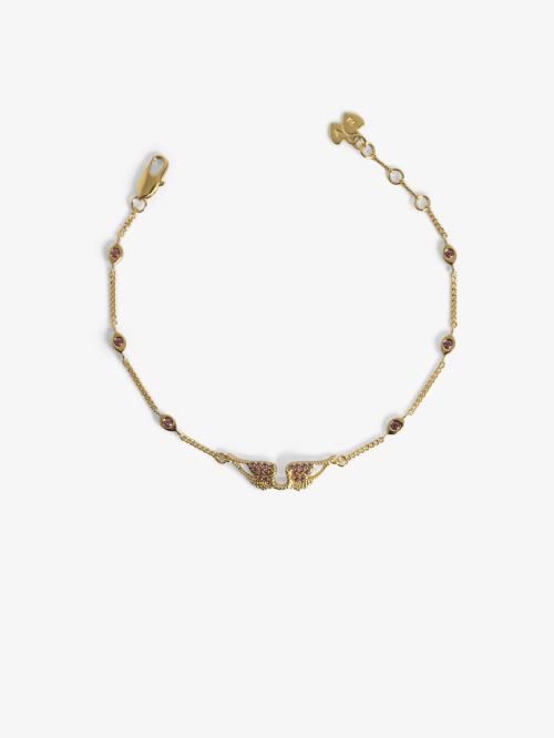 Rock Bracelet - Gold/Pink Crystals 