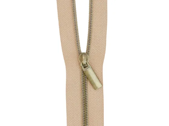 zby3c29  Natural #3 Nylon Antique Coil Zippers: 3 Yards with 9 Pulls