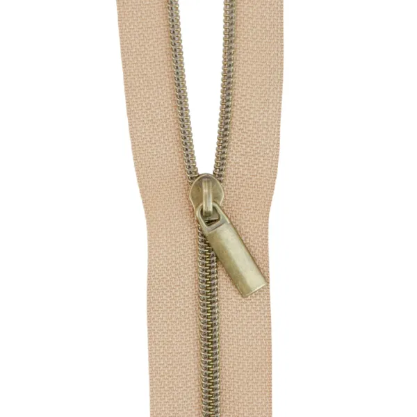 zby3c29  Natural #3 Nylon Antique Coil Zippers: 3 Yards with 9 Pulls