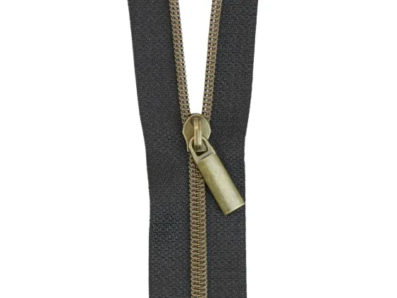 zby3c14   Black #3 Nylon Antique Coil Zippers: 3 Yards with 9 Pulls