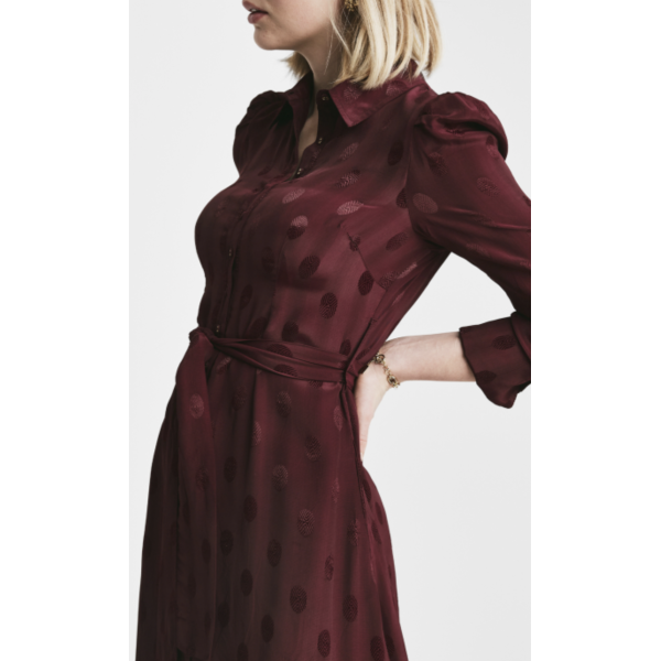 Viscose Shirt Dress - Burgundy 