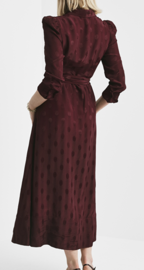 Viscose Shirt Dress - Burgundy  - Image 2