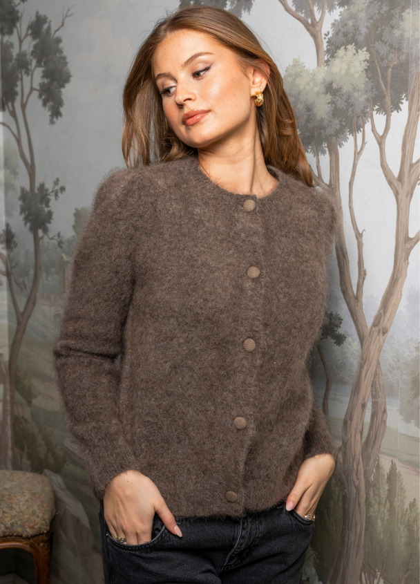 Ulla Mohair Cardigan - Taupe - Image 3