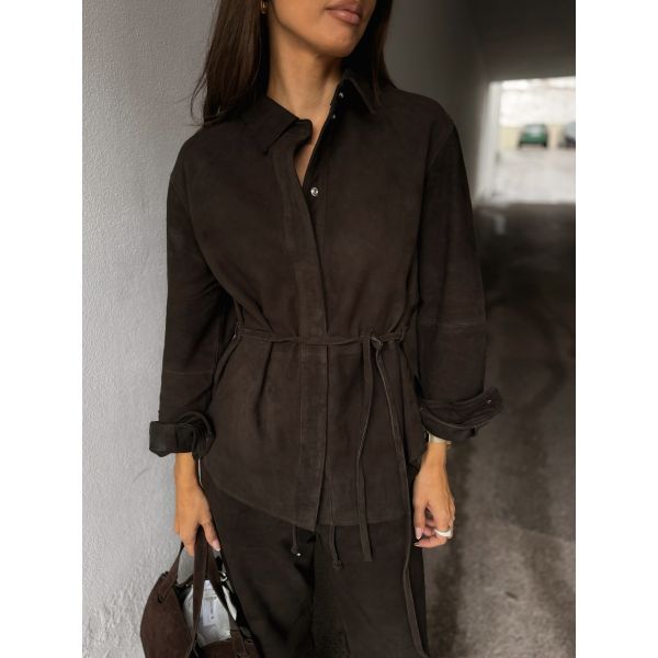 Fia Suede Shirt - Espresso 