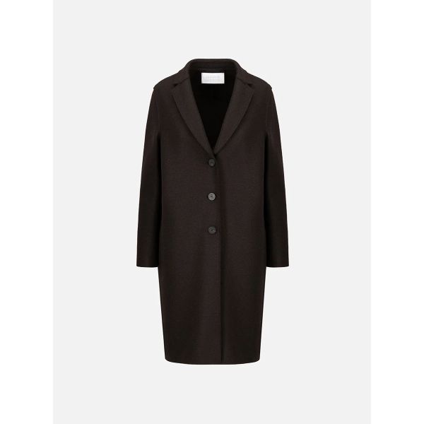 Women Overcoat Pressed Wool Dark Brown
