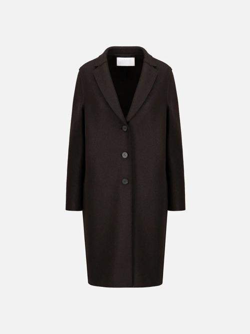 Women Overcoat Pressed Wool Dark Brown