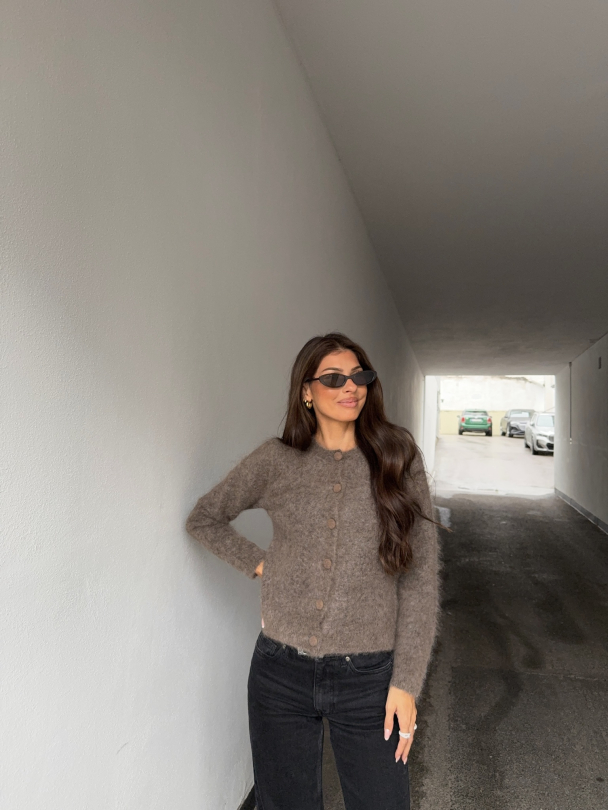 Ulla Mohair Cardigan - Taupe - Image 5