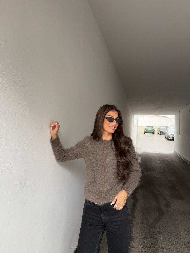 Ulla Mohair Cardigan - Taupe - Image 6