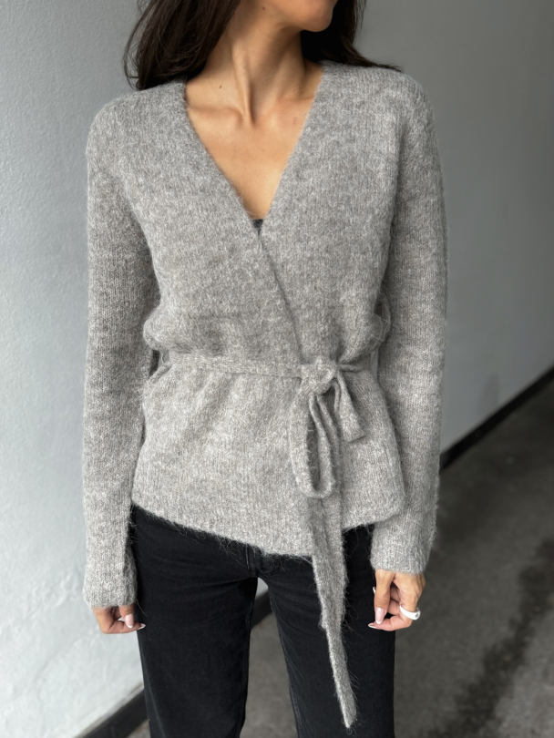 Gabriella Knit Belt Cardigan - Steel Gray - Image 1