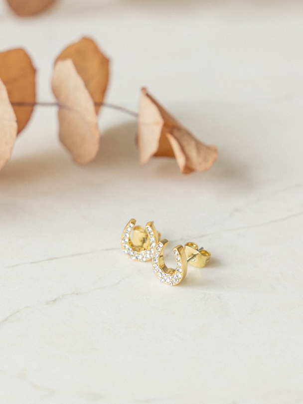 Horseshoe Crystal Stud - Gold