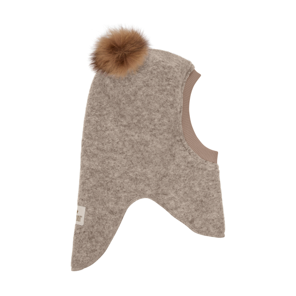 Balaclava Wool Alpaca Pompoms - Camel Melange - Image 2