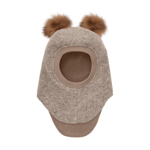 HUTTEliHUT | Balaclava Wool Alpaca Pompoms - Camel Melange