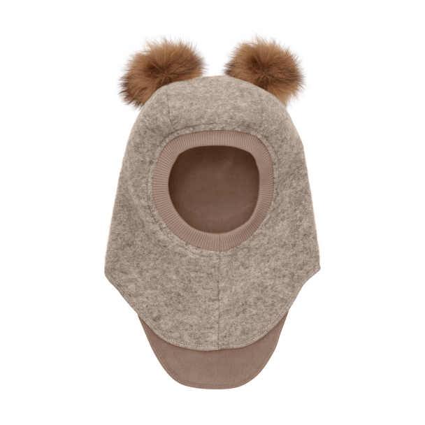 Balaclava Wool Alpaca Pompoms - Camel Melange - Image 1