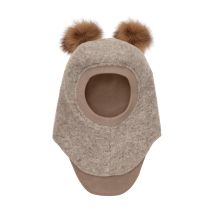 HUTTEliHUT | Balaclava Wool Alpaca Pompoms - Camel Melange