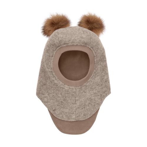 HUTTEliHUT | Balaclava Wool Alpaca Pompoms - Camel Melange